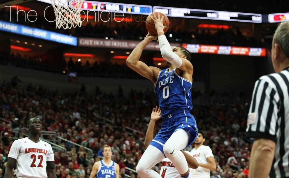 Jayson Tatum remains one of Duke's top scoring threats but has pulled down just nine rebounds in the last two games.
