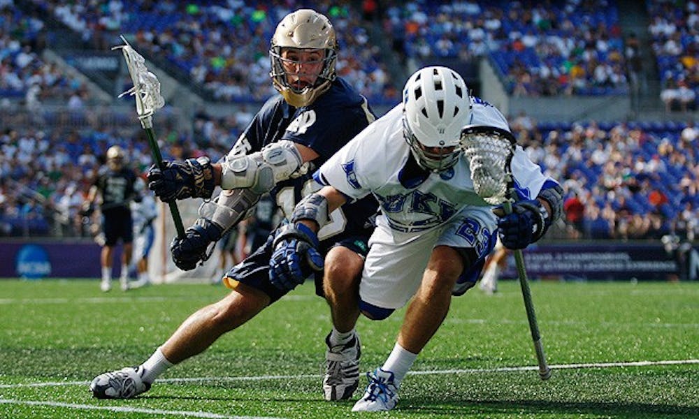 In Duke’s 6-5 win Monday, the Blue Devil offensive attack was stymied by a swarming Irish defense and a deliberately slowed-down offense. Still, Duke came out on top.