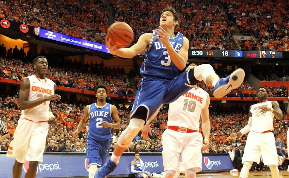 Freshman reserve Grayson Allen overcame a knee injury to contribute again in Duke's 80-72 win at Syracuse Saturday night.