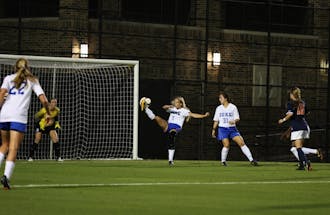 Senior Kaitlyn Kerr put Duke up 2-0 with a bicycle kick goal, but the Blue Devils could not hold on to the lead.