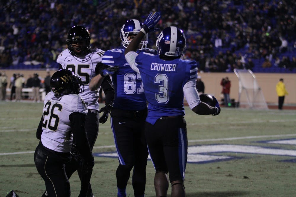 Senior Jamison Crowder hauled in another long touchdown for Duke Saturday night.