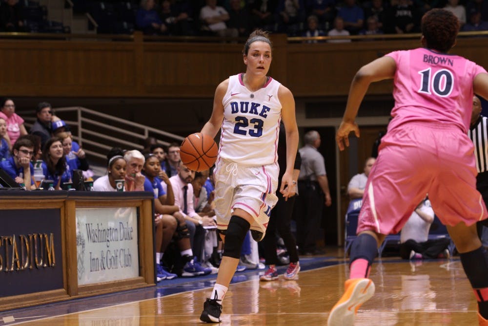 <p>Redshirt sophomore Rebecca Greenwell scored 25 points Thursday against Virginia and will need another big game to send the Blue Devils to a big road win against No. 16 Miami.</p>