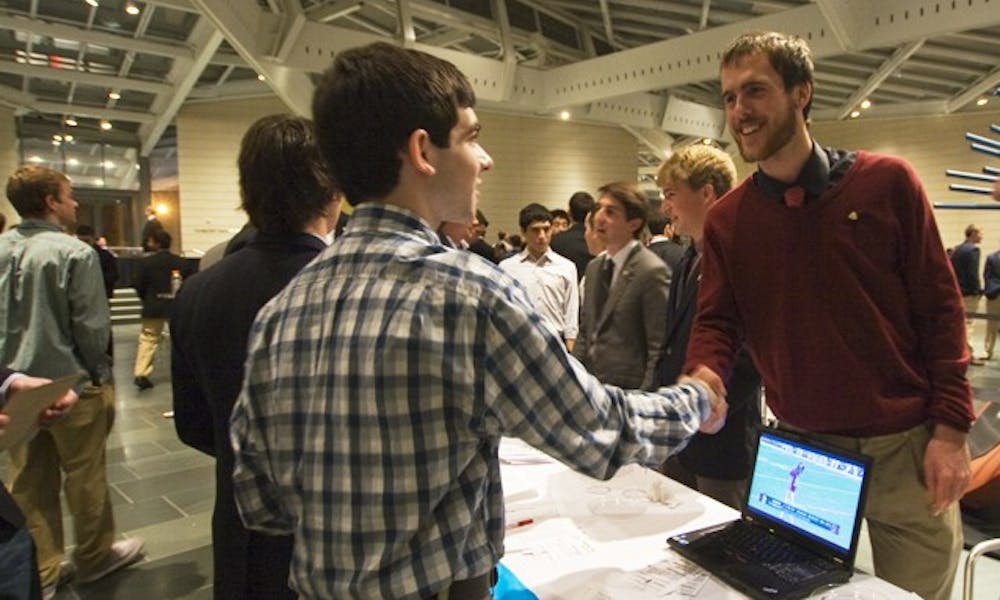 Students meet at the Interfraternity Council Open House at the Nasher Museum of Art Jan. 9.