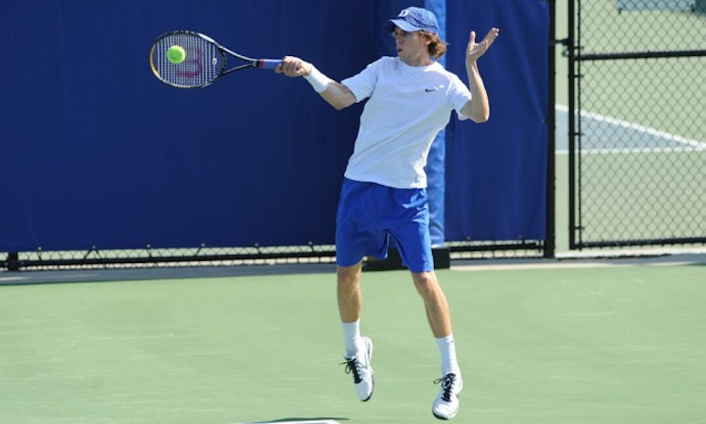 Reid Carleton won both of his matches against Miami Sunday—in singles, he won 6-4, 6-4 against Keith Crowley.