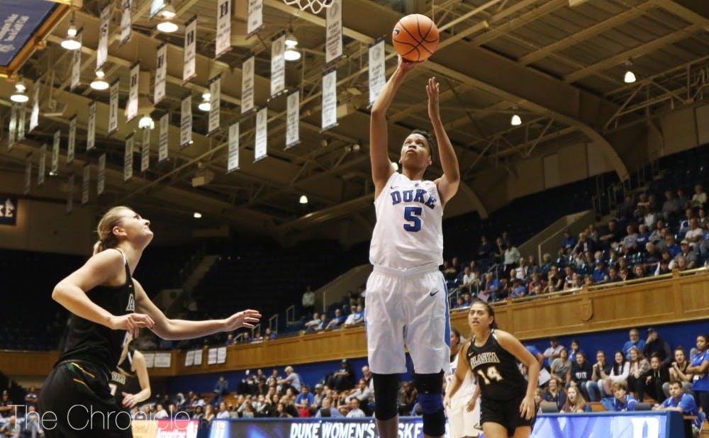 <p>Leaonna Odom emerged as a third scoring threat in Duke's exhibition against Alaska Anchorage.</p>