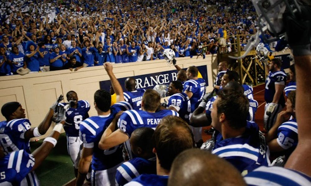 When the Blue Devils defeated James Madison in David Cutcliffe’s first game as head coach, Duke students chanted “BCS! BCS!” at the players.