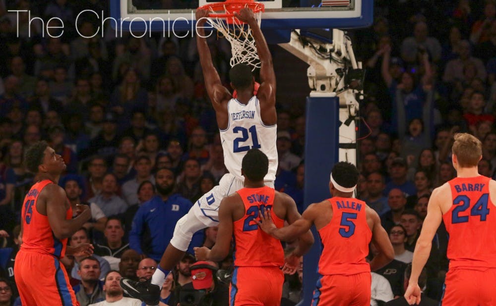 Amile Jefferson dominated the paint Tuesday against Florida with a career-high 24 points and 15 rebounds.