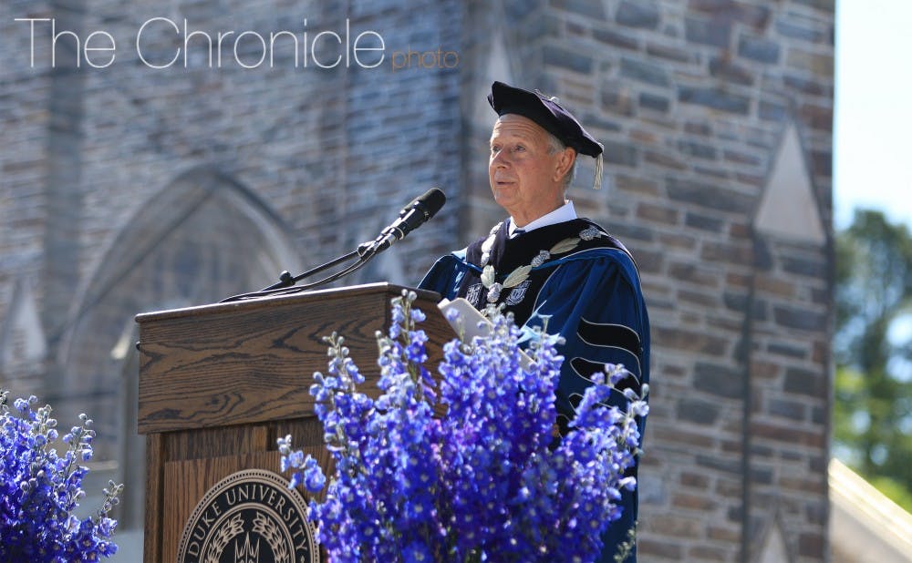 Former President Richard Brodhead conferred degrees for the last time at Duke in 2017.&nbsp;