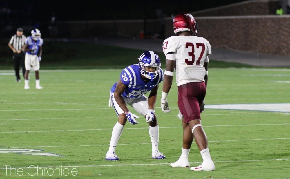 Mark Gilbert participated in Duke's first spring practice Monday after missing the majority of the last two seasons due to  injury. Gilbert's return was met with open arms from Michael Carter II and other Blue Devil defensive backs.