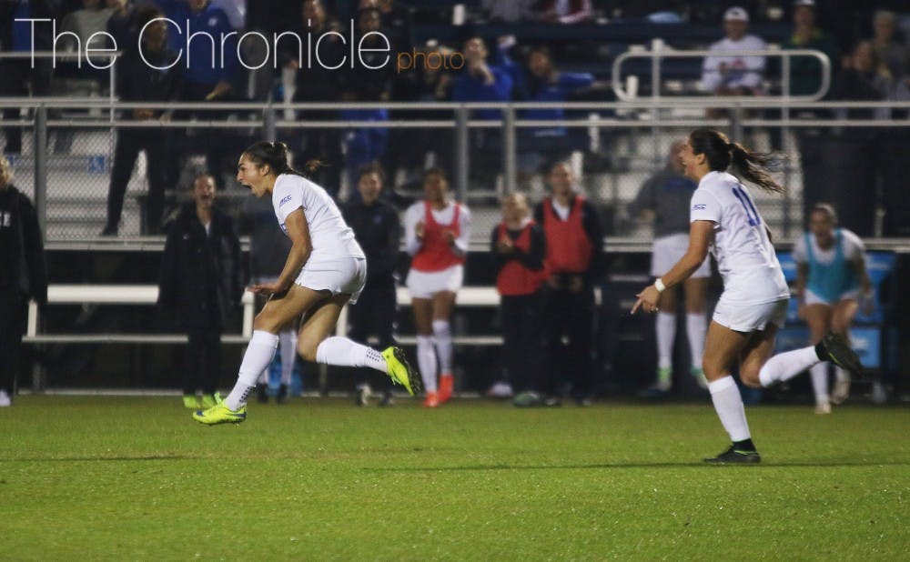 <p>Junior Casey Martinez scored on a free kick in the 79th minute to give the Blue Devils a 3-1 edge.</p>