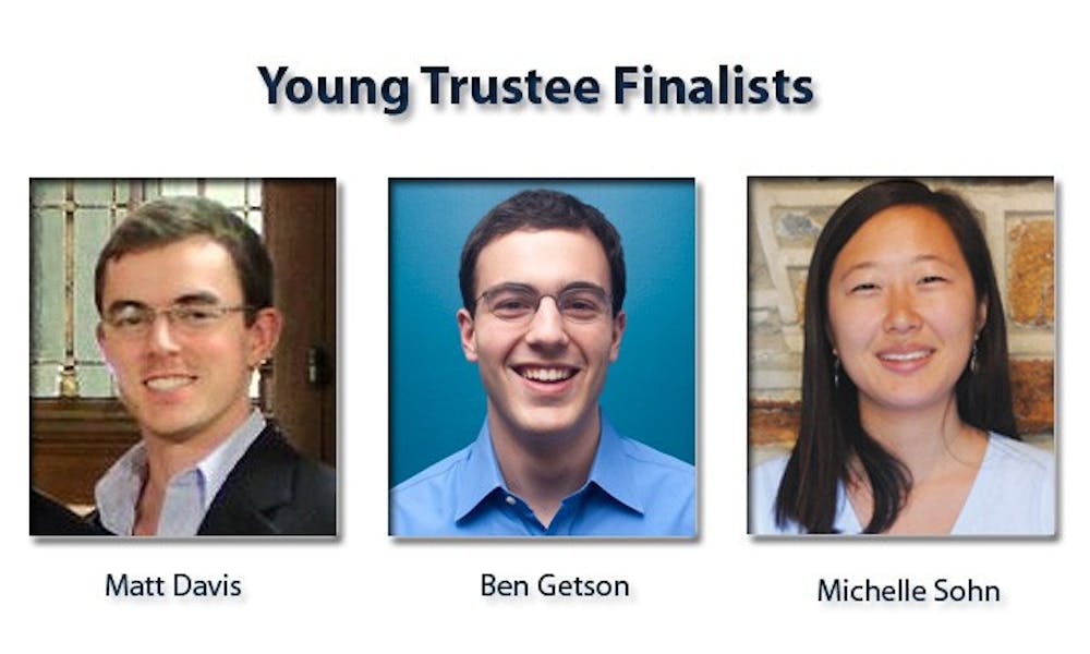 Matthew Davis, Ben Getson and Michelle Sohn were chosen as the finalists for Young Trustee Saturday.