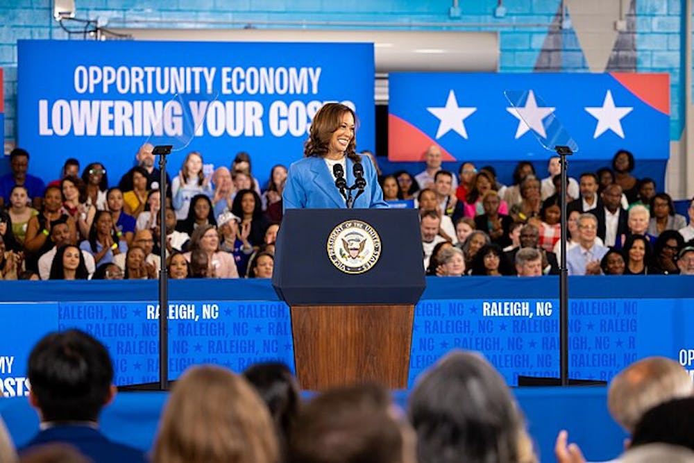 Vice President Kamala Harris visited Raleigh for an Aug. 16 campaign event.