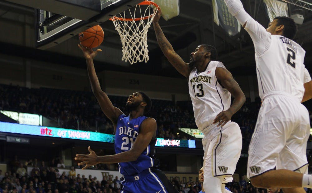 Captain Amile Jefferson scored Duke's first four points against the Demon Deacons but didn't score again, playing just 19 minutes.
