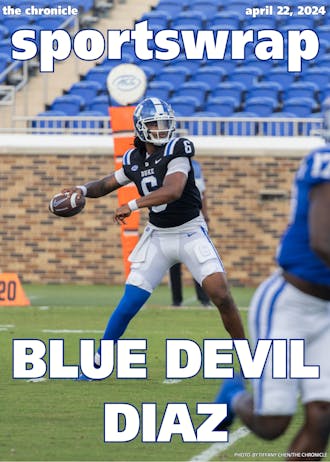Maalik Murphy winds up before a throw during Duke's spring game.