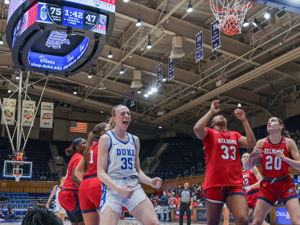 Freshman Toby Fournier celebrates after a made bucket against Belmont. 