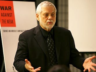 Edwin Black speaks at the Freeman Center for Jewish Life, Tuesday night.