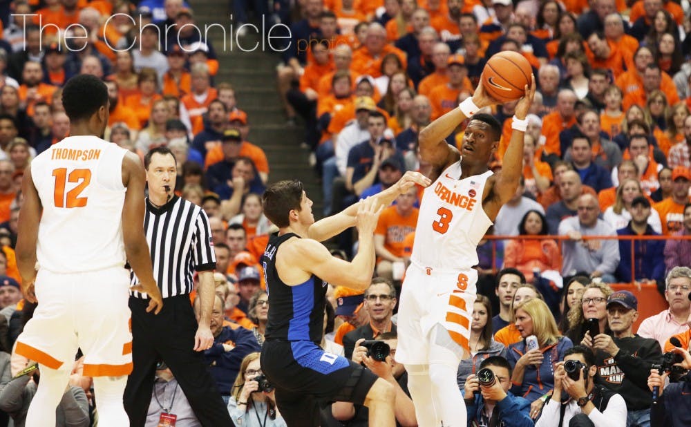 <p>Andrew White III enters the postseason coming off a 40-point performance and is part of a deep Syracuse backcourt.&nbsp;</p>