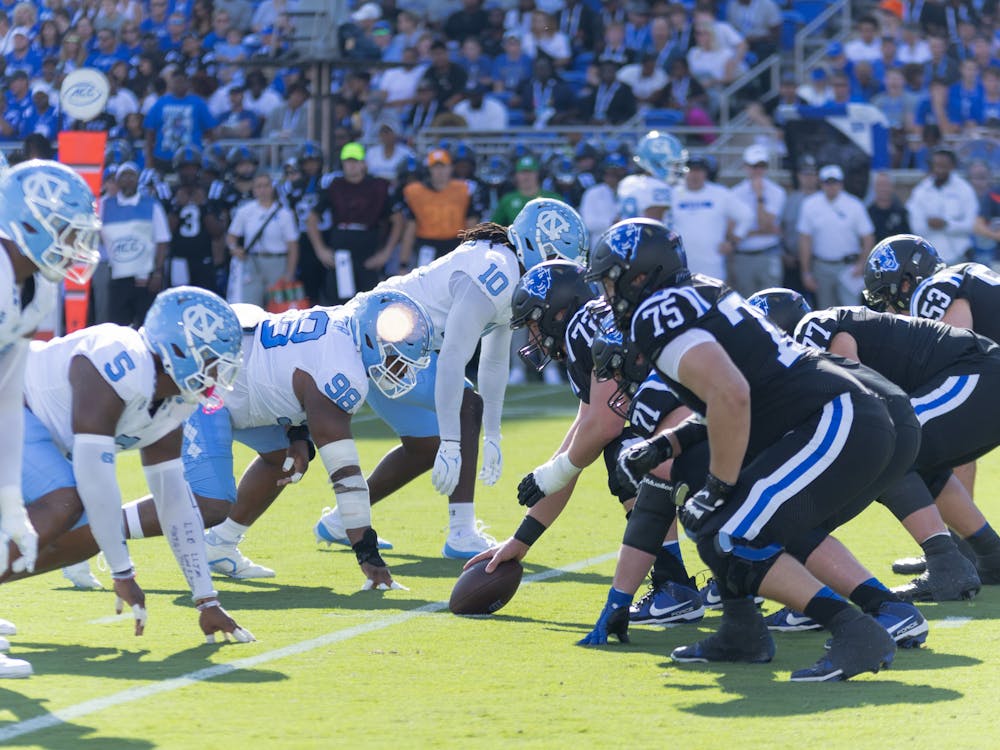 Duke football's second-half performance at the line of scrimmage helped defeat North Carolina. 