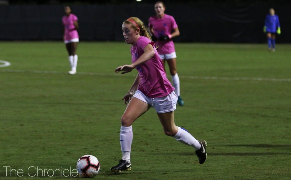 <p>Tess Boade didn't get the start Thursday, but was part of the Blue Devil attack that eventually earned a game-winning score on a penalty kick goal in the 80th minute.</p>
