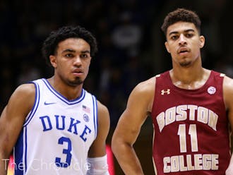 Derryck Thornton (right) played in Cameron Indoor Stadium Tuesday for the first time since he played for the Blue Devils in the 2015-16 season.
