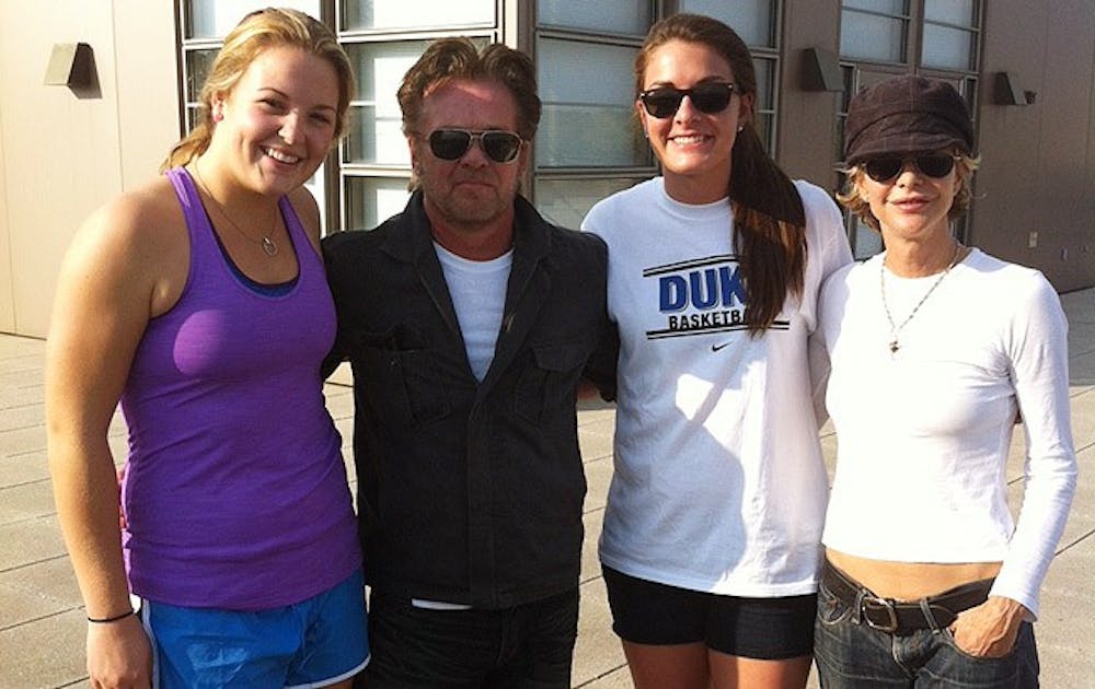 Incoming recruit Rebecca Greenwell took a picture with John Mellencamp, Meg Ryan and Duke’s Tricia Liston.