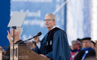 Tim Cook, Apple CEO, addresses the graduates at the 2018 Duke Commencement.&nbsp;