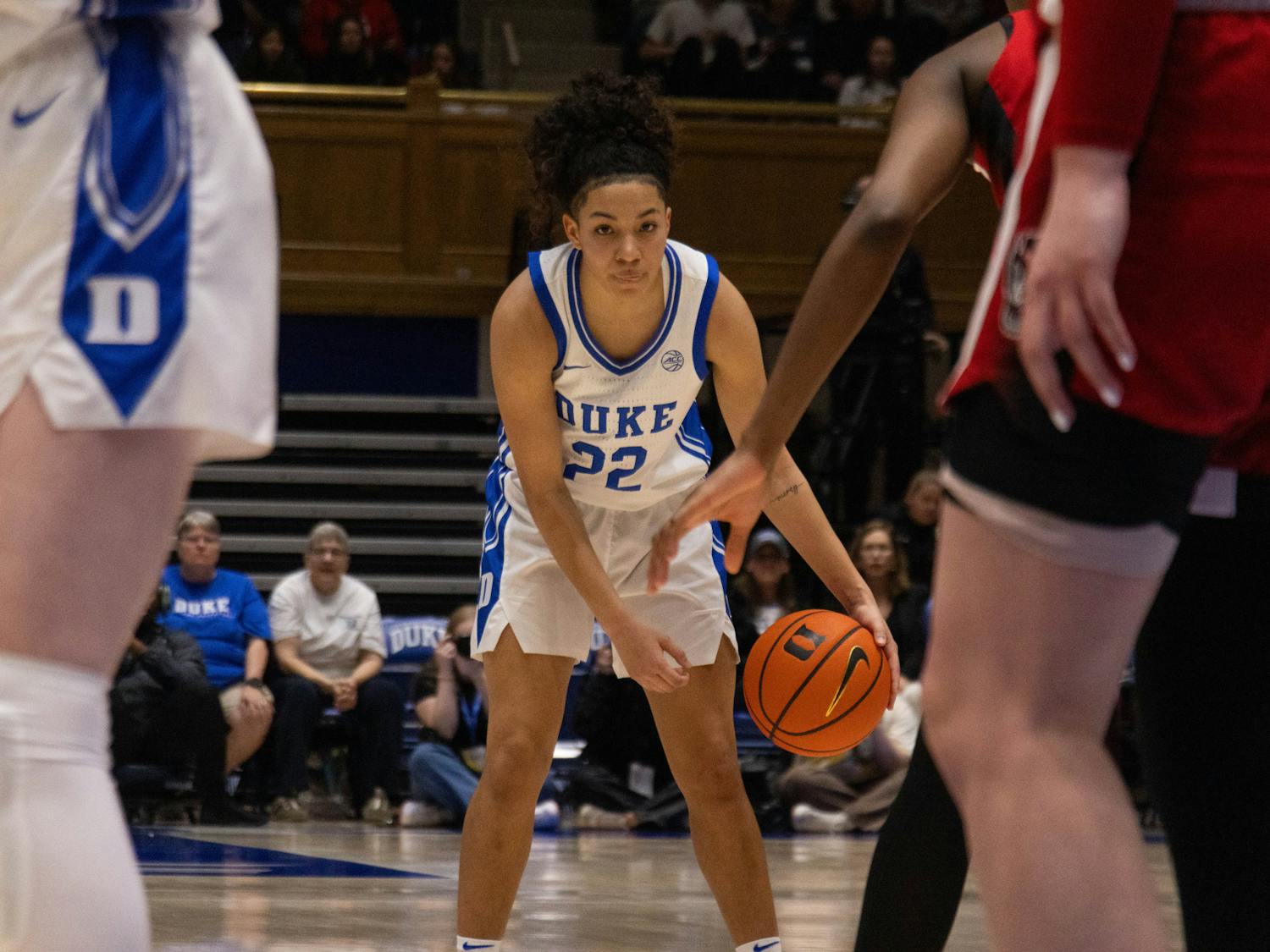 Taina Mair stares down the defense during Duke's win against N.C. State.