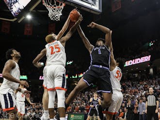 Vernon Carey Jr.'s potentially game-winning shot in the waning seconds was blocked by Virginia's Jay Huff.