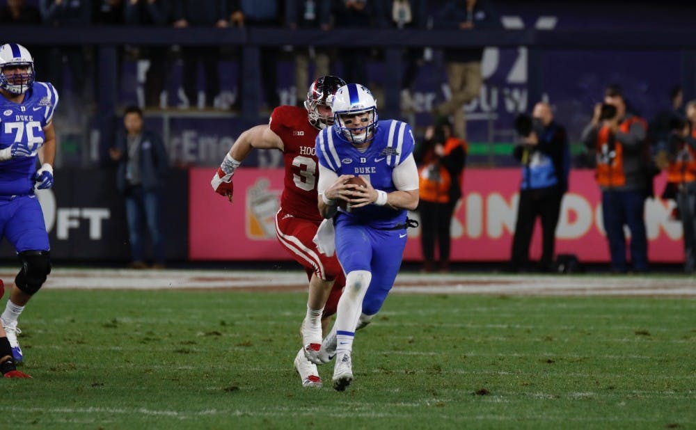 Duke quarterback Thomas Sirk suffered a knee injury during the Blue Devils' overtime drive and might not have been able to continue, had the game gone into a second overtime.