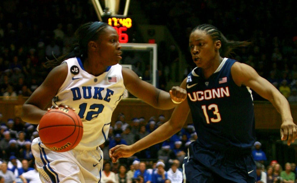 Chelsea Gray led the way for Duke with 13 points, but Connecticut dominated the Blue Devils in an 83-61 win.