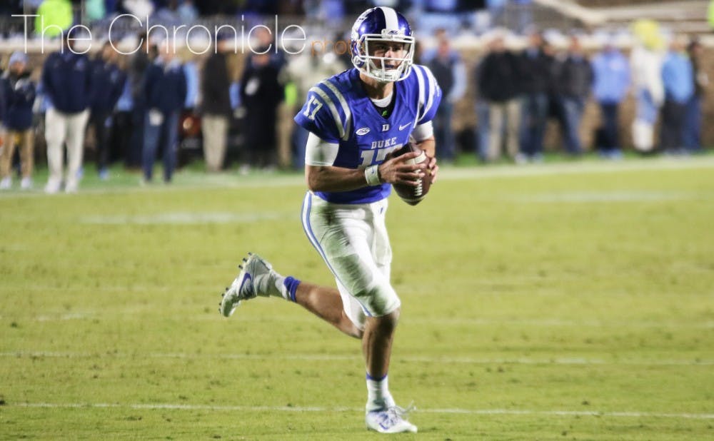Daniel Jones started slow but wound up passing for 16 touchdowns and running for seven more as a redshirt freshman.