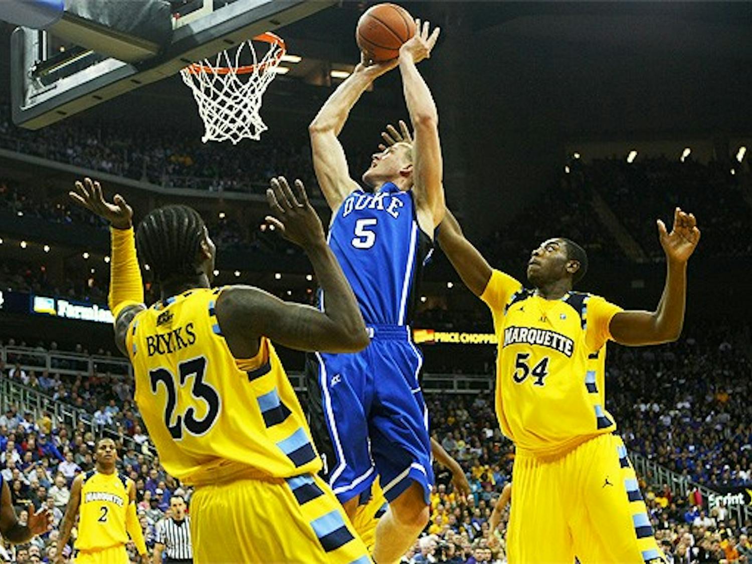Mason Plumlee turned in his best performance yet as a Blue Devil, scoring 25 points and grabbing 12 boards.