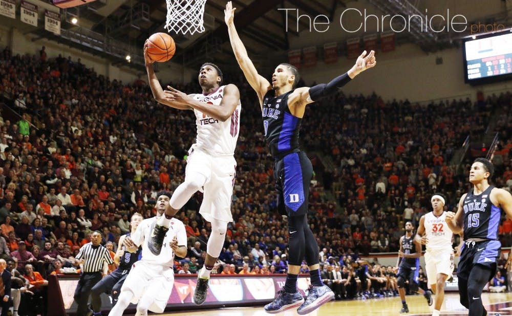Justin Bibbs and the Hokies shot better than 55 percent for much of Saturday's game and frequently punished Duke's lackluster transition defense.
