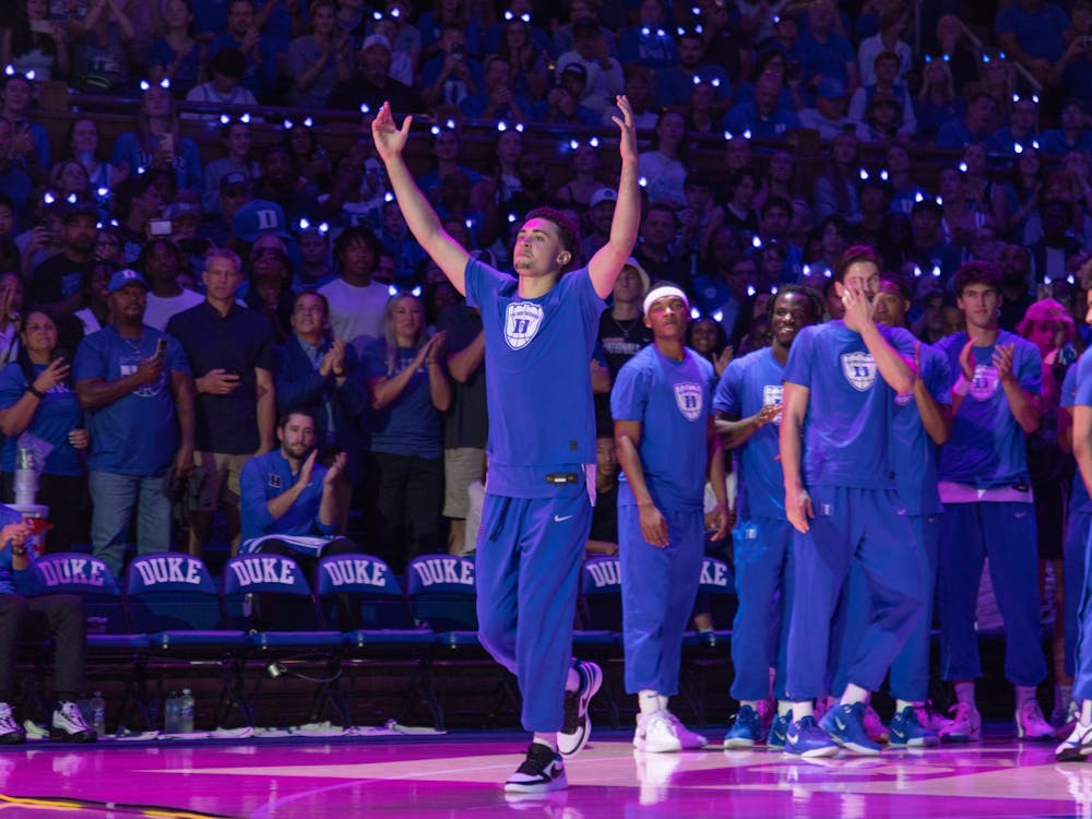 Harris is introduced to the Duke faithful at Countdown to Craziness. 