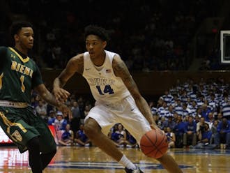 Freshman Brandon Ingram saw a 3-pointer go down late in the second half after struggling from downtown all night. The Kinston, N.C., native finished with 15 points on 5-of-16 shooting.
