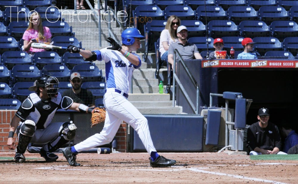 Michael Smiciklas spearheaded a surge in the middle of Duke's order to help the Blue Devils explode for 14 runs against Presbyterian Wednesday.