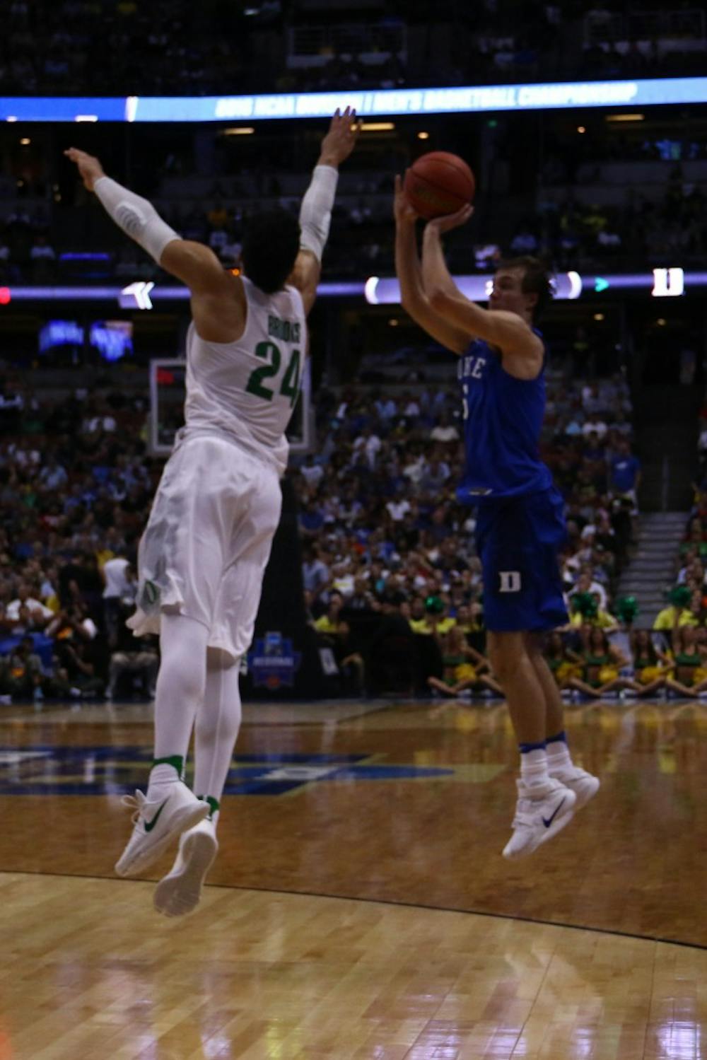 <p>Luke Kennard was the lone Blue Devil guard&nbsp;to shoot better than 50 percent from the field, but the freshman was just 1-of-5 from beyond the arc.</p>