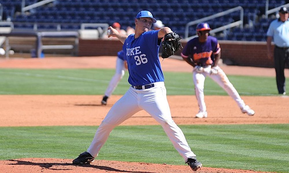 Senior Michael Ness got the start for Duke against UNC-G, pitching five scoreless innings and K’ing four.