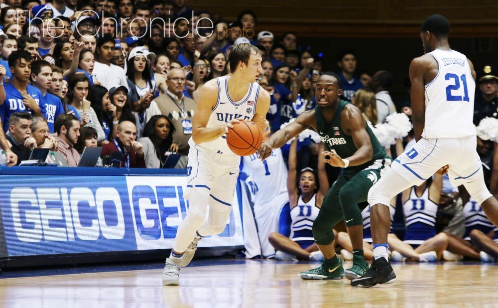 <p>Despite scoring 20 points against Michigan State, Luke Kennard is just 2-of-15 from the 3-point line in his last two games.</p>