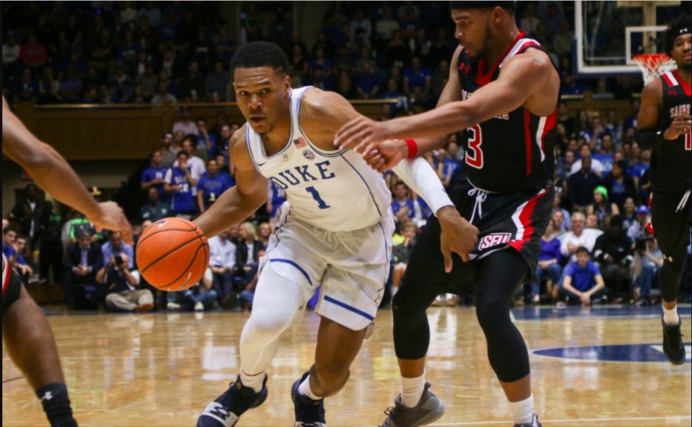 Duval's 11 assists help Duke set a single-game program record with 34 assists. 