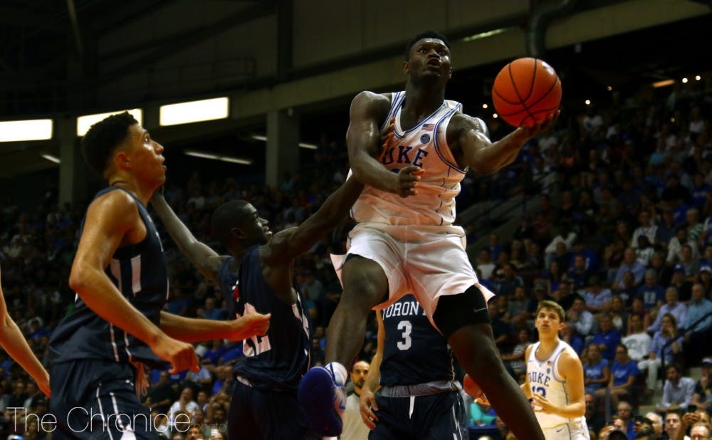 <p>Zion Williamson closed out Duke's Canada tour with a 36-point, 13-rebound showing.</p>