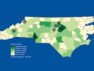 Urban counties with higher population densities tended to vote against Amendment One.