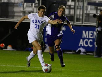 Junior captain Christina Gibbons solidified the Duke win with a first-half penalty kick that made the score 3-0.