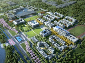 A birds-eye rendering of the future of DKU, which will greatly increase the size of Duke Kunshan University to include new classrooms, laboratories and more.&nbsp;