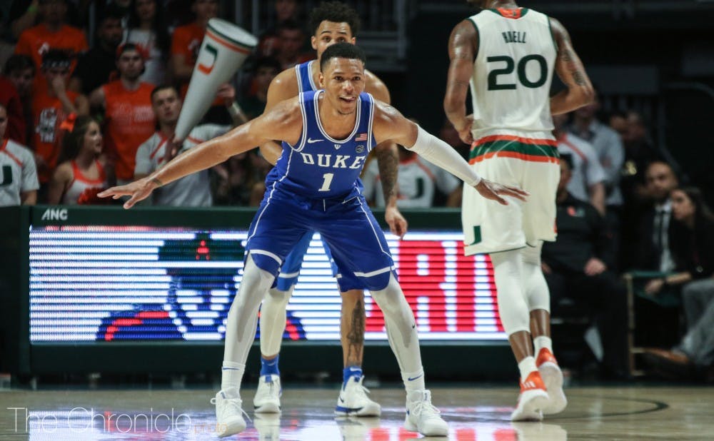 Trevon Duval and Duke will have to defend the perimeter against Pittsburgh. 