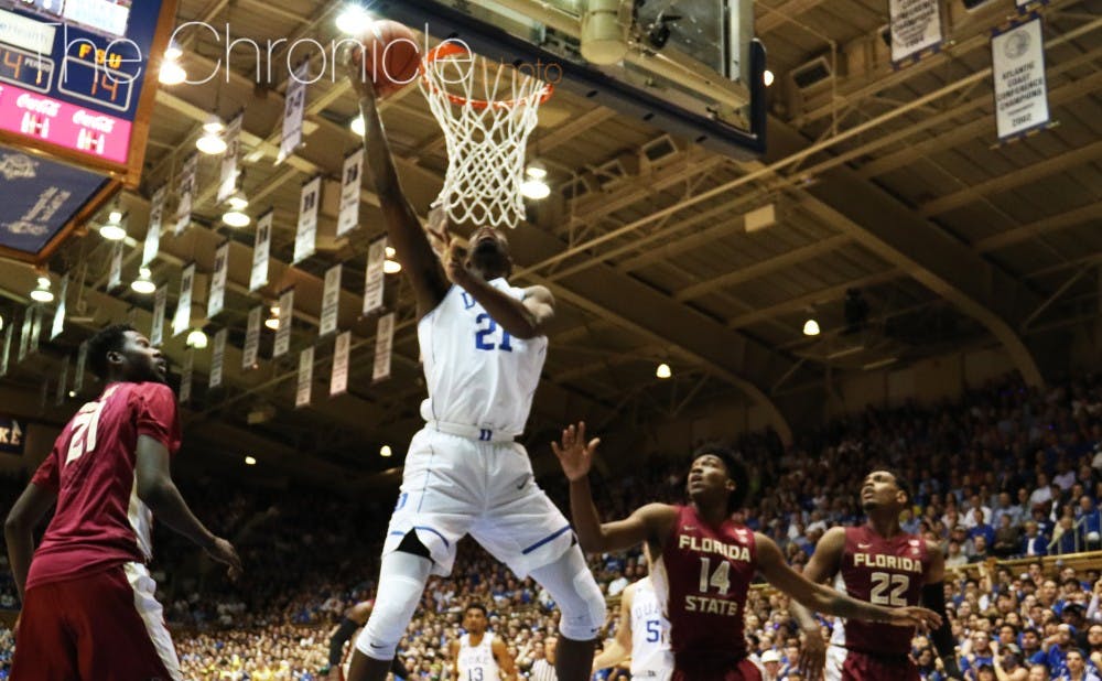 Graduate student Amile Jefferson posted a monstrous double-double in his final game at Cameron Indoor Stadium.&nbsp;