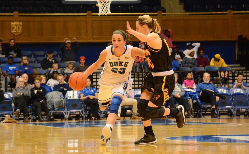 Redshirt freshman Rebecca Greenwell posted a double-double in her first career game as a Blue Devil, notching 17 points and 10 rebounds against the Crimson Tide Sunday.
