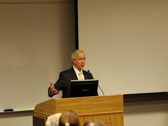President Richard Brodhead delivers his annual Report of the President Thursday evening to University faculty.