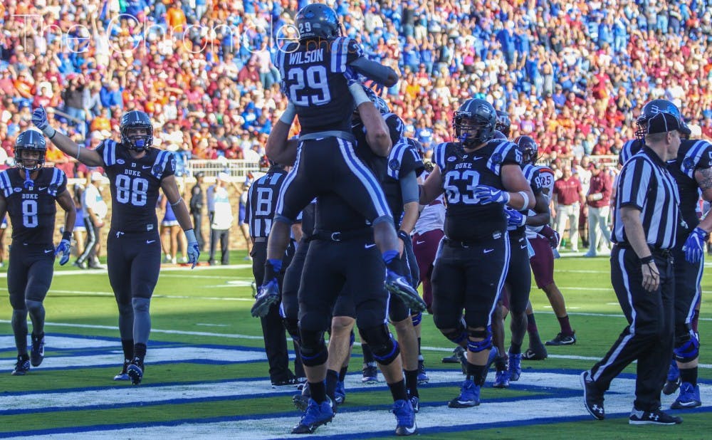<p>Shaun Wilson scored Duke's first touchdown and had 76 yards on 21 carries. The junior left the game after a late hit and will be evaluated before the Blue Devils face North Carolina Thursday.&nbsp;</p>