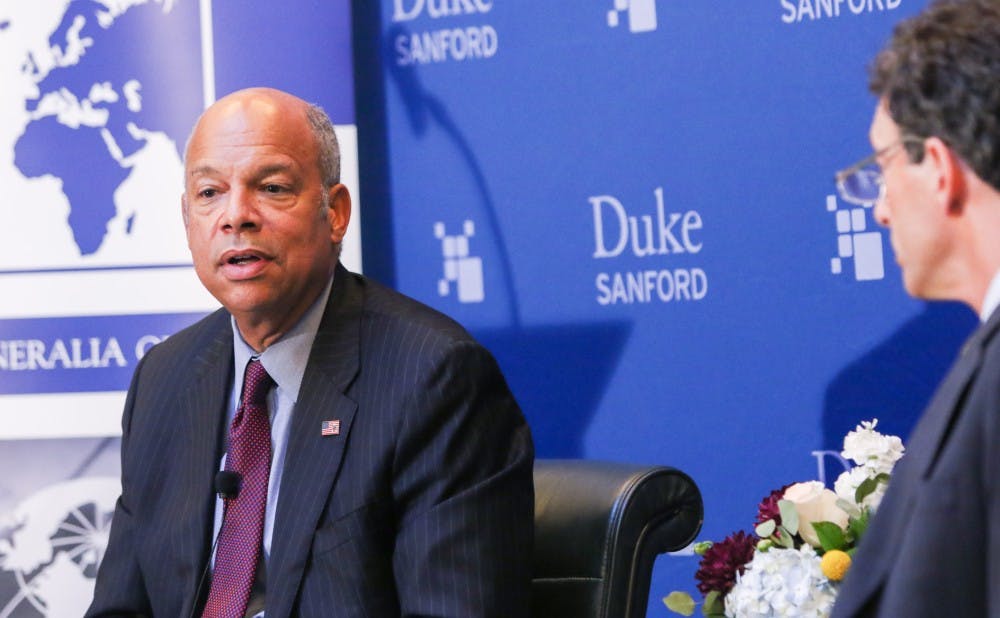 <p>Jeh Johnson discussed the evolution of terrorist threats against the United States and his thoughts on immigration at a talk Thursday night.</p>